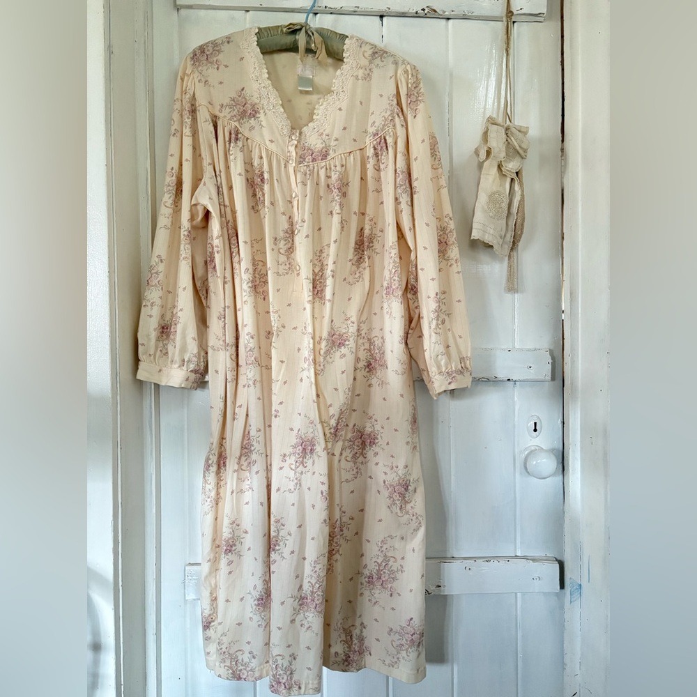 Aria Pink Floral Cream Pajama Gown
